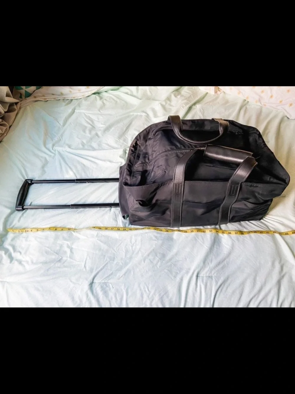 Hermes Black Men’s Duffel Bag with Leather Trim